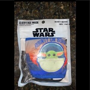 New Youth Kids 3 Pack BABY YODA Mandalorian Cloth Face Masks Star Wars SEALED